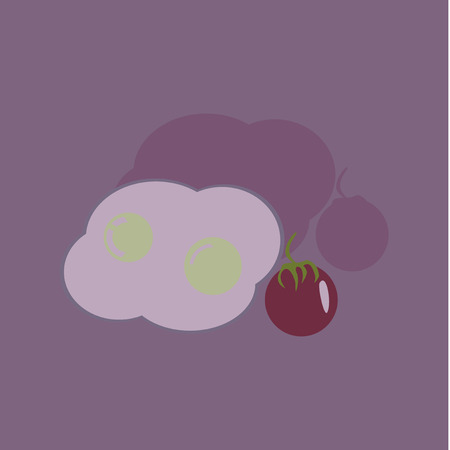 Flat with shadow Icon fried eggs and tomatoのイラスト素材