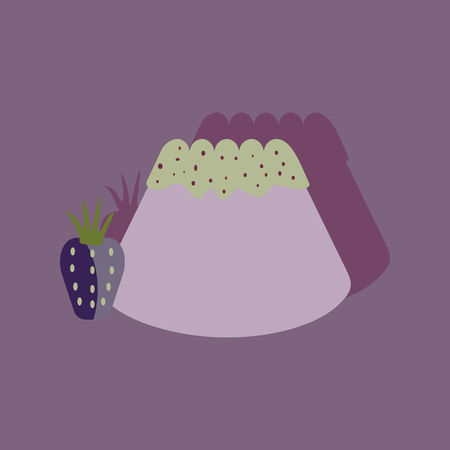 Flat with shadow Icon Bun strawberries on bright backgroundのイラスト素材