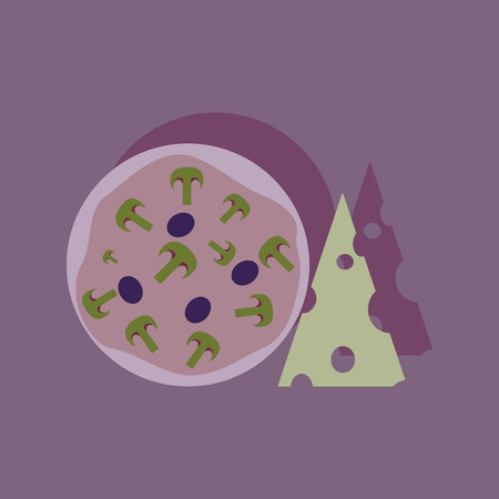 Flat with shadow Icon pizza and cheeseのイラスト素材