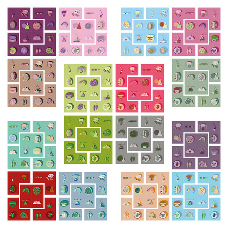 Modern flat icons vector collection with shadow foodのイラスト素材