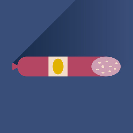 Flat with shadow Icon sausage on bright backgroundのイラスト素材