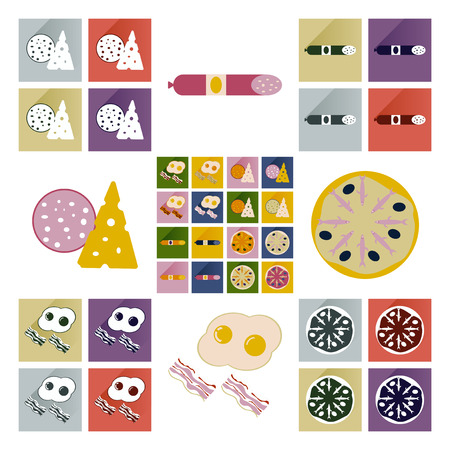 Modern flat icons vector collection with shadow fast foodのイラスト素材