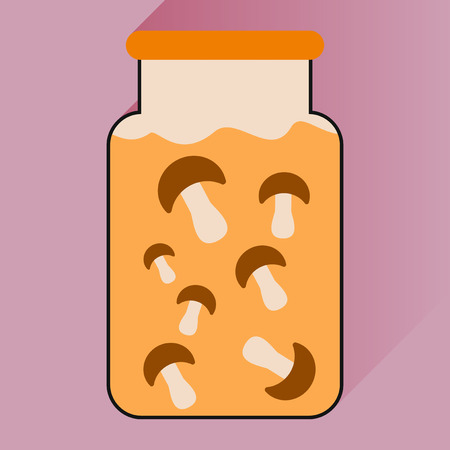 flat icon with long shadow pickled mushroomsのイラスト素材