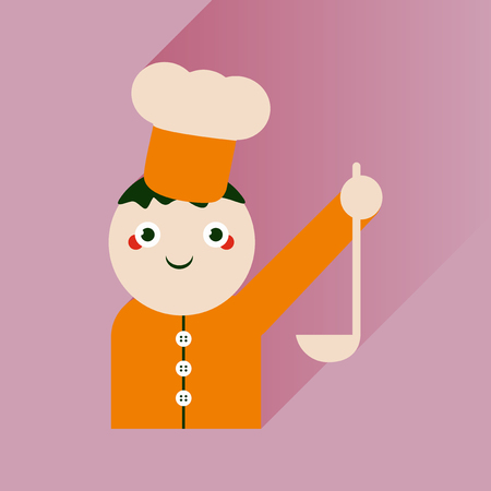 flat icon with long shadow cook with ladleのイラスト素材