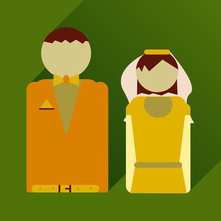 flat icon with long shadow bride and groomのイラスト素材