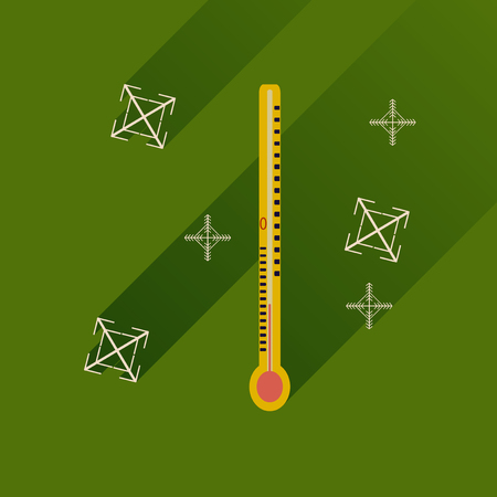flat icon with long shadow thermometer and snowflakesのイラスト素材