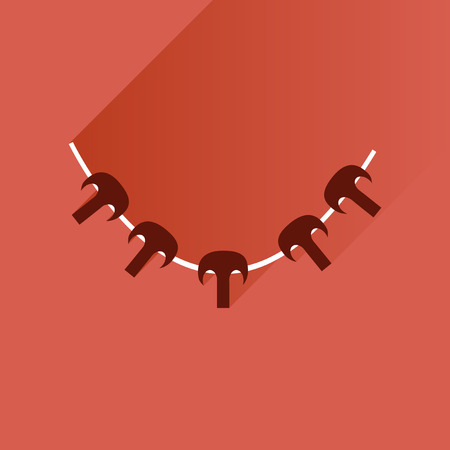 Flat with shadow Icon mushrooms skewers on stylish backgroundのイラスト素材