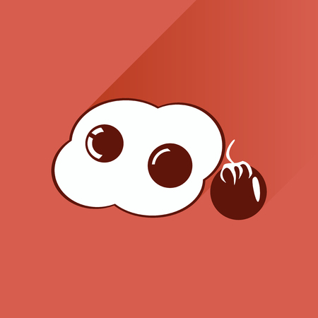 Flat with shadow Icon fried eggs and tomatoのイラスト素材