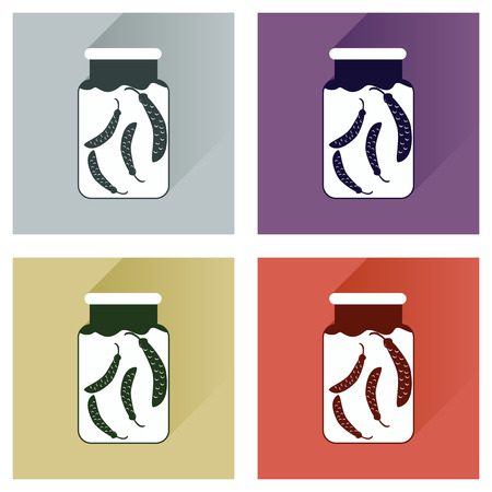 Vector set flat icons with long shadow canned peasのイラスト素材