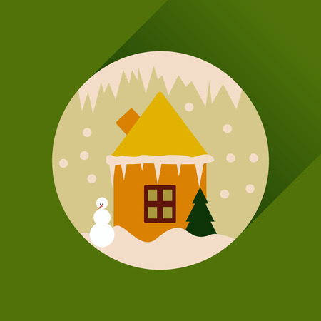 Flat web icon with long shadow house in snow globeのイラスト素材