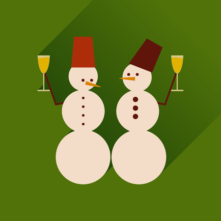 Flat web icon with long shadow Snowmenのイラスト素材