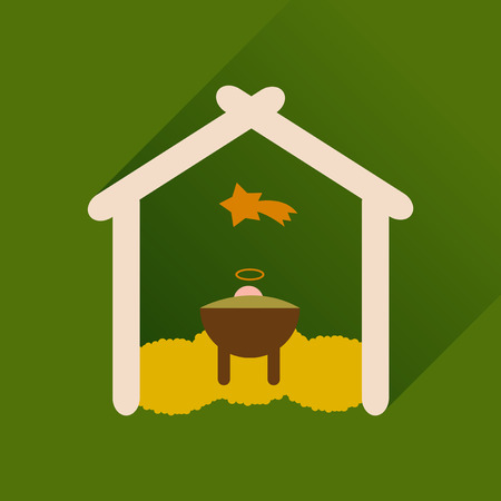 Flat icon with long shadow newborn Jesus Christのイラスト素材