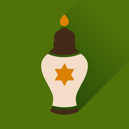 Flat icon with long shadow Jewish candleのイラスト素材