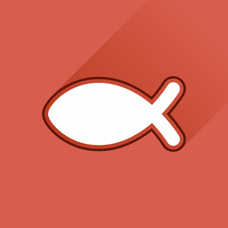 Flat icon with long shadow, Christian fishのイラスト素材