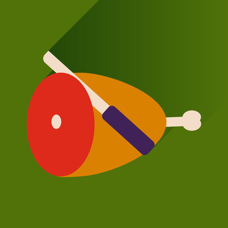 flat icon with long shadow, ham and knifeのイラスト素材