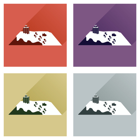 Set of flat icons with long shadow, roof in snowのイラスト素材
