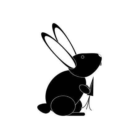 flat icon in black and white style rabbitのイラスト素材