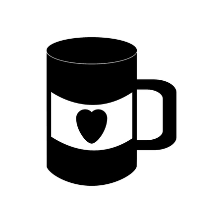 flat icon in black and white style cup heartのイラスト素材