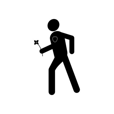 flat icon in black and white style man in loveのイラスト素材