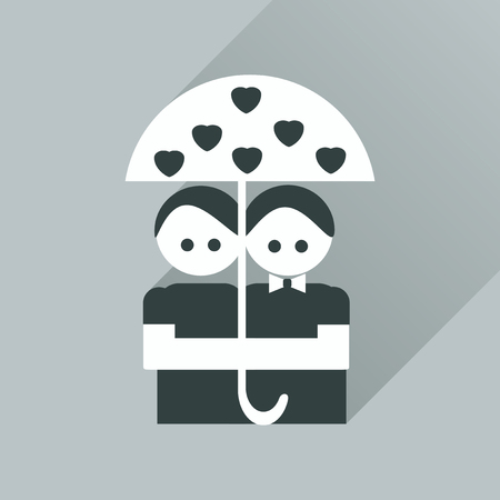 Flat web icon with long shadow young couple umbrellaのイラスト素材