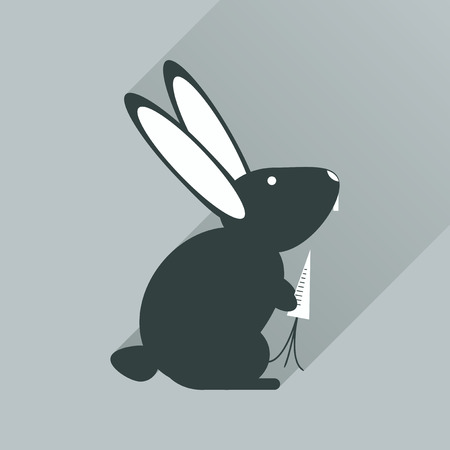 Flat web icon with long shadow rabbit carrotのイラスト素材