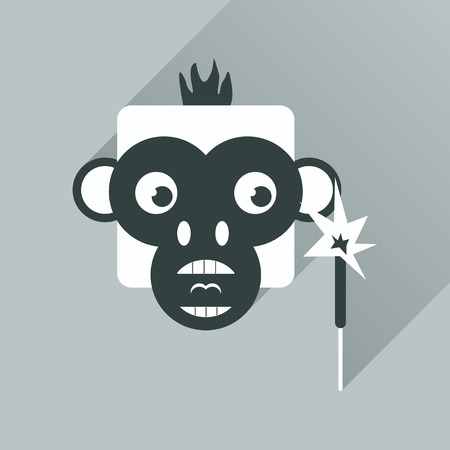Flat web icon with long shadow Monkeyのイラスト素材