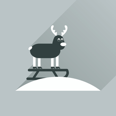 Flat icon with long shadow Reindeer sledgingのイラスト素材