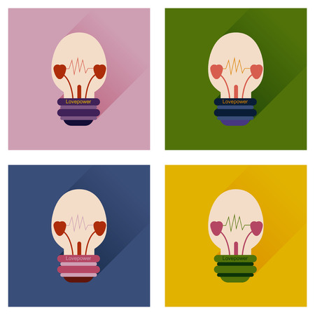Set of flat icons with long shadow love powerのイラスト素材