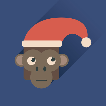 Flat web icon with long shadow Monkeyのイラスト素材