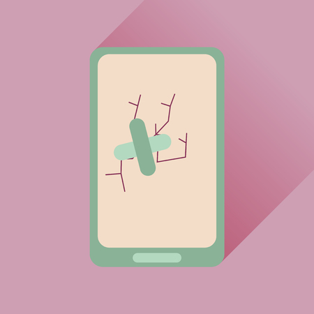 Flat web icon with long shadow mobile brokenのイラスト素材