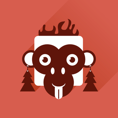 Flat web icon with long shadow Monkeyのイラスト素材