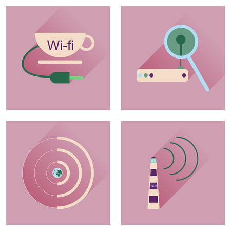 Concept of flat icons with long shadow  Wi-Fiのイラスト素材