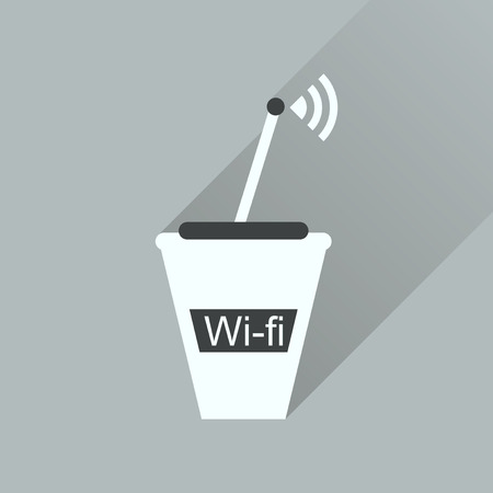 Flat icon with long shadow  Wi fi modemのイラスト素材