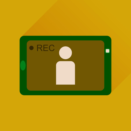 Flat icon with long shadow  Mobile phone videoのイラスト素材