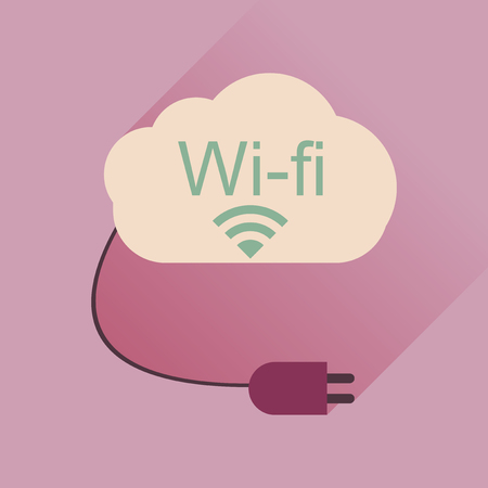 Flat icon with long shadow  Wi fi modemのイラスト素材