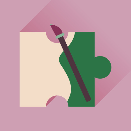 Flat icon with long shadow  puzzle brushのイラスト素材