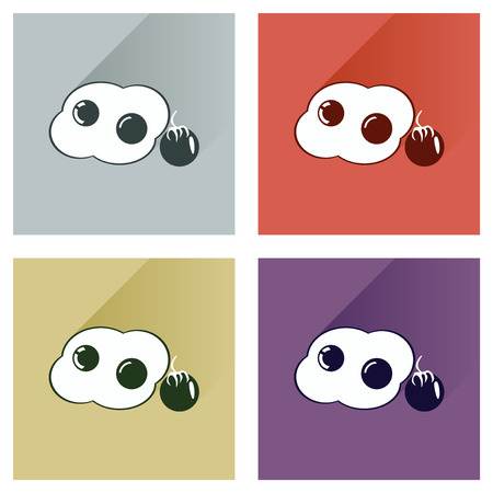 Modern flat icons vector collection with shadow fried eggs tomatoのイラスト素材