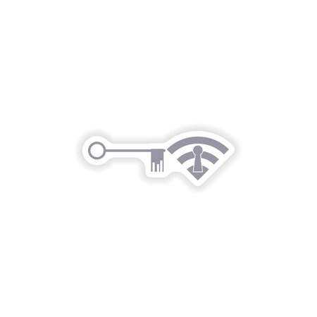 paper sticker on white background  Wi fi keyのイラスト素材