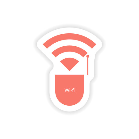 paper sticker on white background  Wi-Fi routerのイラスト素材