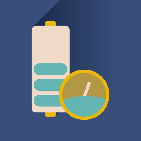 Flat icon with long shadow  battery levelのイラスト素材