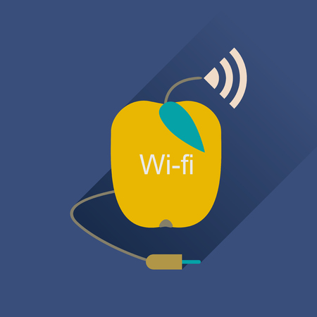 Flat icon with long shadow  Wi fi modemのイラスト素材