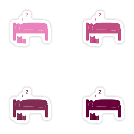 Set of paper stickers on white background  sleeping manのイラスト素材