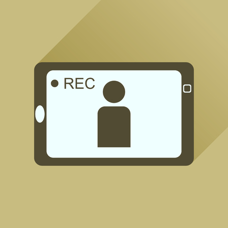 Flat icon with long shadow  Mobile phone videoのイラスト素材