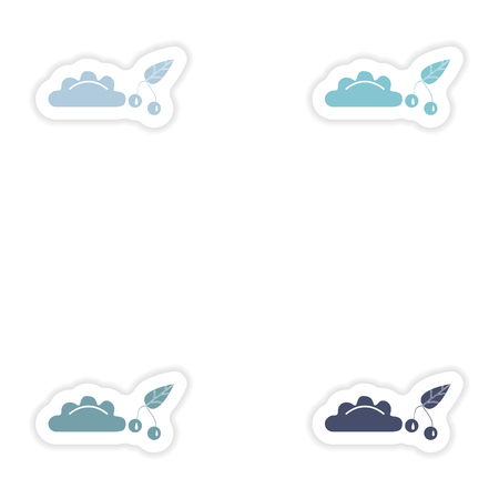 Set of paper stickers on white background  dumplings with cherriesのイラスト素材