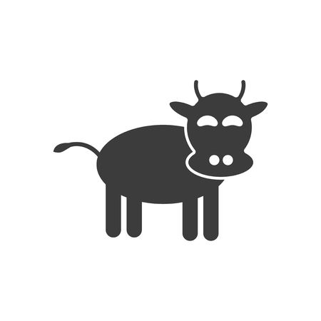 flat icon in black and white style cowのイラスト素材