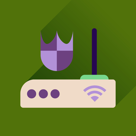 Flat icon with long shadow  Wi fi modemのイラスト素材