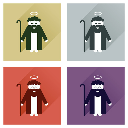 Concept of flat icons with long shadow Father Jesus Christのイラスト素材