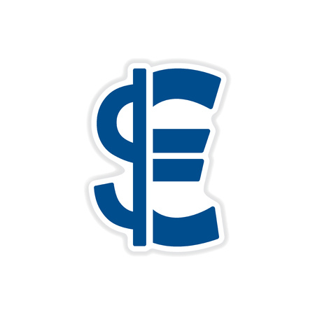 paper sticker on white  background Euro dollarのイラスト素材