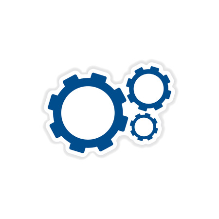 paper sticker on white  background gearsのイラスト素材