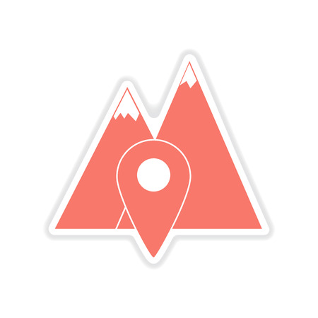 paper sticker on white  background mountain locationのイラスト素材